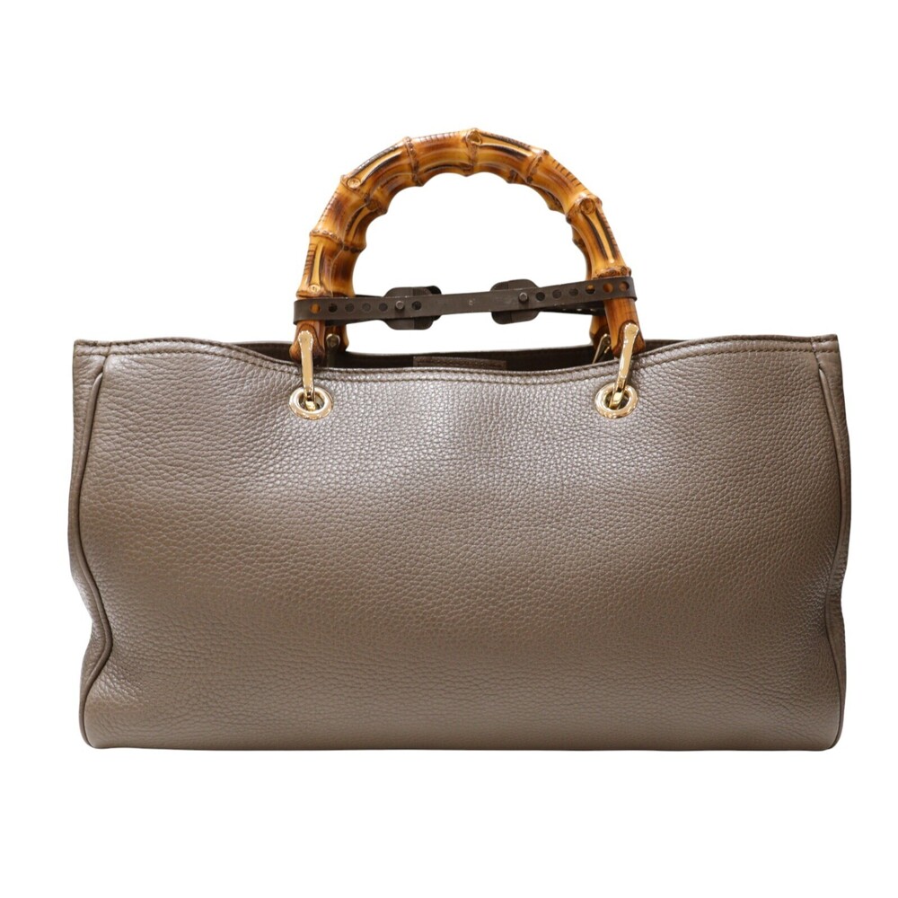Gucci Bamboo Shoulder Leather Bag Strap Handbag Dividers Brown